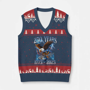 Marine Veteran 250th Anniversary V-Neck Knit Sweater Vest Eagle Patriotic Military Gift for Marines Veterans TS10 Navy Red Print Your Wear