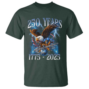 Marine Veteran 250th Anniversary T Shirt Eagle Patriotic Military Gift for Marines Veterans TS10 Dark Forest Green Print Your Wear