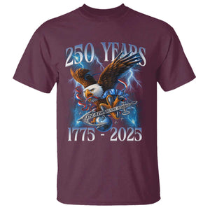 Marine Veteran 250th Anniversary T Shirt Eagle Patriotic Military Gift for Marines Veterans TS10 Maroon Print Your Wear