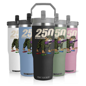 250 Years Of Eating Crayons Flip Straw Tumbler Vintage Bulldog Patriotic Veteran Military Gift TS10 Print Your Wear