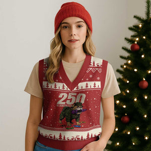 250 Years Of Eating Crayons V-Neck Knit Sweater Vest Vintage Bulldog Patriotic Veteran Military Gift TS10 Red Beige Print Your Wear