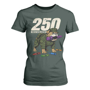 250 Years Of Eating Crayons T Shirt For Women Vintage Bulldog Patriotic Veteran Military Gift TS10 Dark Forest Green Print Your Wear