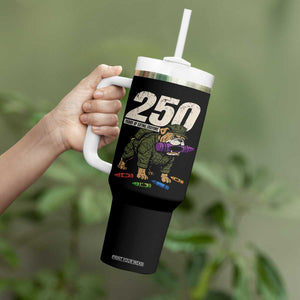 250 Years Of Eating Crayons Tumbler With Handle Vintage Bulldog Patriotic Veteran Military Gift TS10 Print Your Wear