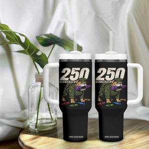 250 Years Of Eating Crayons Tumbler With Handle Vintage Bulldog Patriotic Veteran Military Gift TS10 Print Your Wear