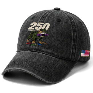 250 Years Of Eating Crayons Washed Cotton Baseball Cap Vintage Bulldog Patriotic Veteran Military Gift TS10 Print Your Wear