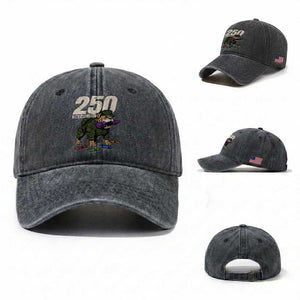 250 Years Of Eating Crayons Washed Cotton Baseball Cap Vintage Bulldog Patriotic Veteran Military Gift TS10 Washed Cap Universal Fit Dark Gray Print Your Wear