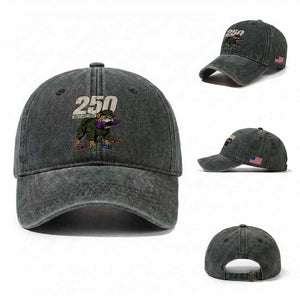 250 Years Of Eating Crayons Washed Cotton Baseball Cap Vintage Bulldog Patriotic Veteran Military Gift TS10 Washed Cap Universal Fit Dark Green Print Your Wear