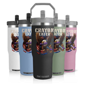 Crayon Eater Flip Straw Tumbler Funny Eagle 250th Anniversary Veterans Gifts TS10 Print Your Wear
