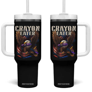 Crayon Eater Tumbler With Handle Funny Eagle 250th Anniversary Veterans Gifts TS10 One Size: 40 oz Black Print Your Wear