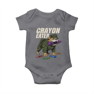 Crayon Eater Baby Onesie Funny Bulldog Military Corps Proud Soldier Family TS10 Charcoal Print Your Wear
