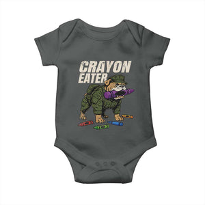 Crayon Eater Baby Onesie Funny Bulldog Military Corps Proud Soldier Family TS10 Dark Heather Print Your Wear