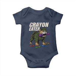 Crayon Eater Baby Onesie Funny Bulldog Military Corps Proud Soldier Family TS10 Navy Print Your Wear