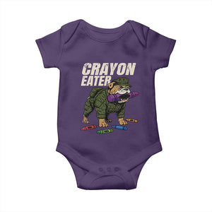 Crayon Eater Baby Onesie Funny Bulldog Military Corps Proud Soldier Family TS10 Purple Print Your Wear