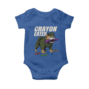 Crayon Eater Baby Onesie Funny Bulldog Military Corps Proud Soldier Family TS10 Royal Blue Print Your Wear