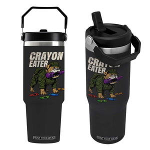 Crayon Eater Flip Straw Tumbler Funny Bulldog Military Corps Proud Soldier Family TS10 One Size: 30 oz Black Print Your Wear
