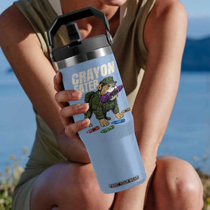 Crayon Eater Flip Straw Tumbler Funny Bulldog Military Corps Proud Soldier Family TS10 One Size: 30 oz Light Blue Print Your Wear