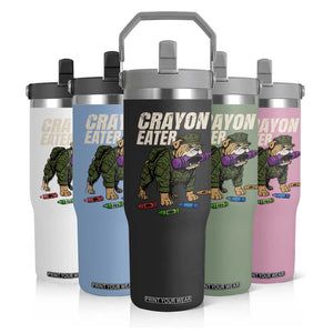 Crayon Eater Flip Straw Tumbler Funny Bulldog Military Corps Proud Soldier Family TS10 Print Your Wear
