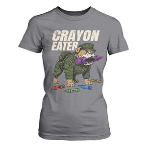 Crayon Eater T Shirt For Women Funny Bulldog Military Corps Proud Soldier Family TS10 Charcoal Print Your Wear