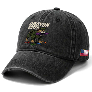 Crayon Eater Washed Cotton Baseball Cap Funny Bulldog Military Corps Proud Soldier Family TS10 Print Your Wear