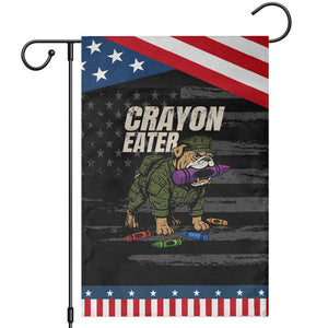 Crayon Eater Garden Flag Funny Bulldog Military Corps Proud Soldier Family TS10 Distressed Black Blue Print Your Wear