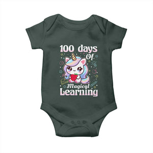 100th Day Of School Unicorn Girls Baby Onesie Magical Learning TS10 Print Your Wear