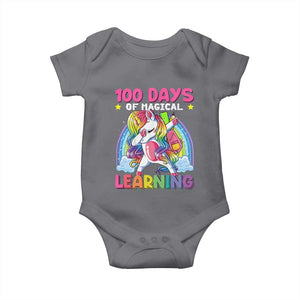 100 Days Of School Baby Onesie Rainbow Dabbing Unicorn Magic Learning Girls Gift TS10 Charcoal Print Your Wear