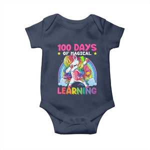 100 Days Of School Baby Onesie Rainbow Dabbing Unicorn Magic Learning Girls Gift TS10 Navy Print Your Wear