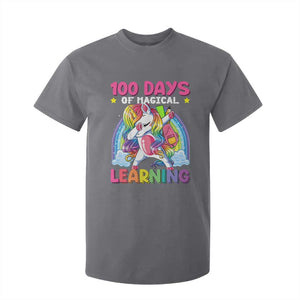 100 Days Of School T Shirt For Kid Rainbow Dabbing Unicorn Magic Learning Girls Gift TS10 Charcoal Print Your Wear