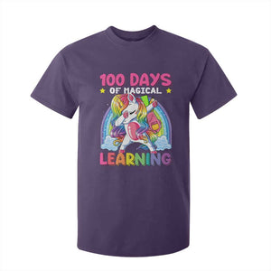 100 Days Of School T Shirt For Kid Rainbow Dabbing Unicorn Magic Learning Girls Gift TS10 Purple Print Your Wear