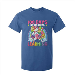 100 Days Of School T Shirt For Kid Rainbow Dabbing Unicorn Magic Learning Girls Gift TS10 Royal Blue Print Your Wear