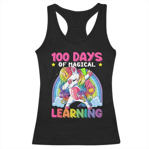 100 Days Of School Racerback Tank Top Rainbow Dabbing Unicorn Magic Learning Girls Gift TS10 Black Print Your Wear
