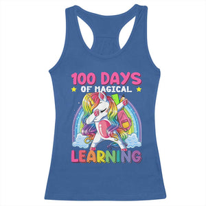 100 Days Of School Racerback Tank Top Rainbow Dabbing Unicorn Magic Learning Girls Gift TS10 Royal Blue Print Your Wear