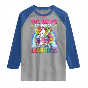 100 Days Of School Raglan Shirt Rainbow Dabbing Unicorn Magic Learning Girls Gift TS10 Sport Gray Royal Print Your Wear