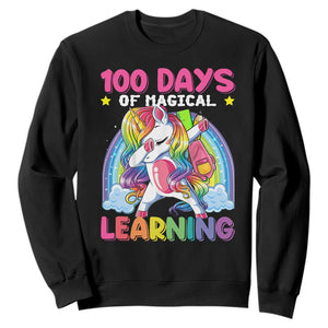 100 Days Of School Sweatshirt Rainbow Dabbing Unicorn Magic Learning Girls Gift TS10 Black Print Your Wear