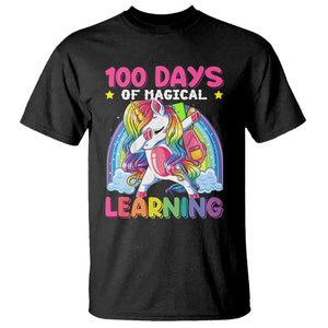 100 Days Of School T Shirt Rainbow Dabbing Unicorn Magic Learning Girls Gift TS10 Black Print Your Wear