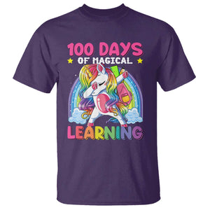 100 Days Of School T Shirt Rainbow Dabbing Unicorn Magic Learning Girls Gift TS10 Purple Print Your Wear