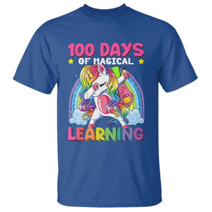 100 Days Of School T Shirt Rainbow Dabbing Unicorn Magic Learning Girls Gift TS10 Royal Blue Print Your Wear
