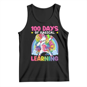 100 Days Of School Tank Top Rainbow Dabbing Unicorn Magic Learning Girls Gift TS10 Black Print Your Wear