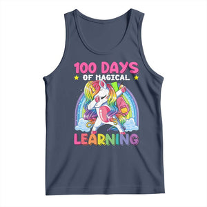 100 Days Of School Tank Top Rainbow Dabbing Unicorn Magic Learning Girls Gift TS10 Navy Print Your Wear