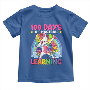 100 Days Of School Toddler T Shirt Rainbow Dabbing Unicorn Magic Learning Girls Gift TS10 Royal Blue Print Your Wear
