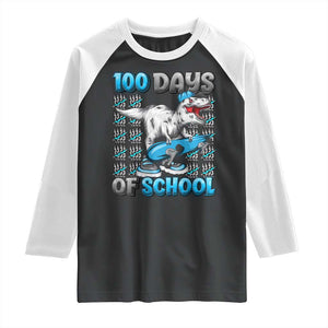 100 Days of School 100th Day Dinosaur Raglan Shirt TS10 Black White Print Your Wear