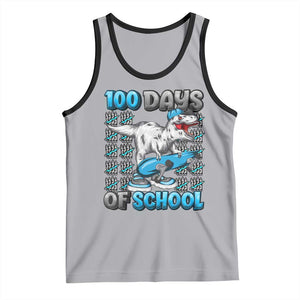 100 Days of School 100th Day Dinosaur Tank Top TS10 Athletic Heather Black Print Your Wear