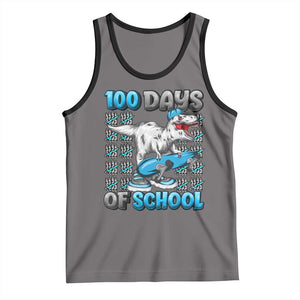 100 Days of School 100th Day Dinosaur Tank Top TS10 Deep Heather Black Print Your Wear