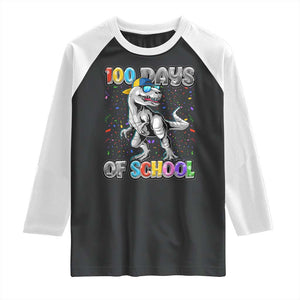 100 Days Of School Raglan Shirt Funny Cool Dinosaur Trex 100 Days Smarter TS10 Black White Print Your Wear