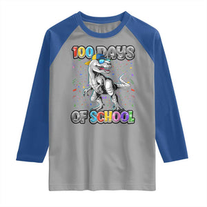 100 Days Of School Raglan Shirt Funny Cool Dinosaur Trex 100 Days Smarter TS10 Sport Gray Royal Print Your Wear