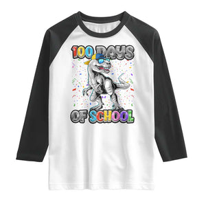 100 Days Of School Raglan Shirt Funny Cool Dinosaur Trex 100 Days Smarter TS10 White Black Print Your Wear