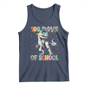 100 Days Of School Tank Top Funny Cool Dinosaur Trex 100 Days Smarter TS10 Navy Print Your Wear