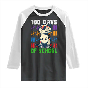 100 Days of School 100th Day Dino Raglan Shirt TS10 Black White Print Your Wear