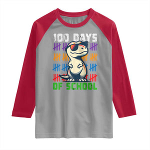 100 Days of School 100th Day Dino Raglan Shirt TS10 Sport Gray Red Print Your Wear