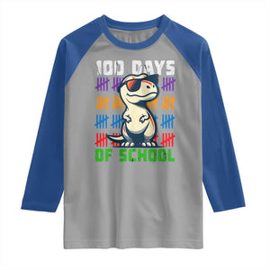 100 Days of School 100th Day Dino Raglan Shirt TS10 Sport Gray Royal Print Your Wear
